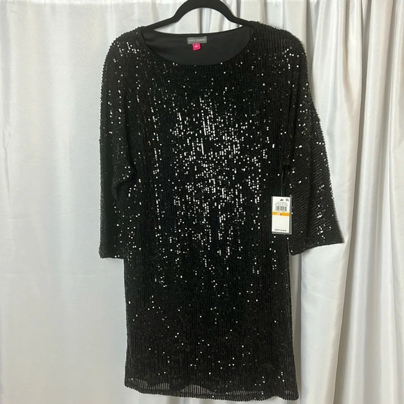 Vince Camuto Sequin Mini Holiday Formal Party Dress Size S NWT Quarter Sleeve - Picture 1 of 7